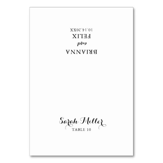 Moderne kalligrafie bruiloft plaats kaart (Voorkant)