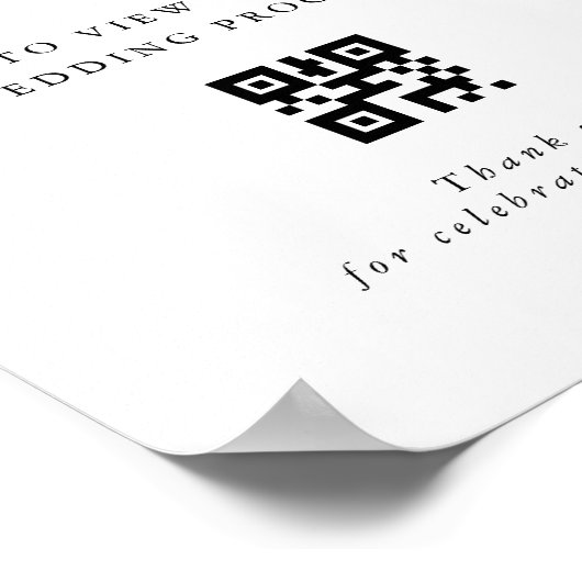 Moderne kalligrafie bruiloft programma QR code tek Poster (Hoek)