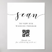 Moderne kalligrafie bruiloft programma QR code tek Poster (Voorkant)