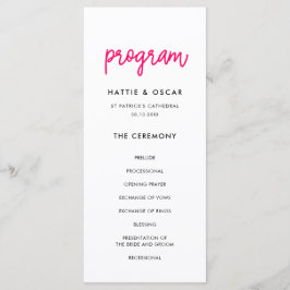 Moderne kalligrafie bruiloft programmakaart