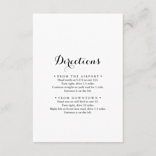 Moderne kalligrafie bruiloft routebeschrijving informatiekaartje (Voorkant)