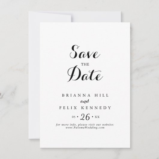 Moderne kalligrafie bruiloft save the date (Voorkant)