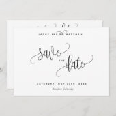 Moderne kalligrafie bruiloft Save the Date Kaart (Voorkant / Achterkant)