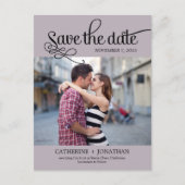 Moderne kalligrafie bruiloft Save the date - Plum Aankondigingskaart (Voorkant)