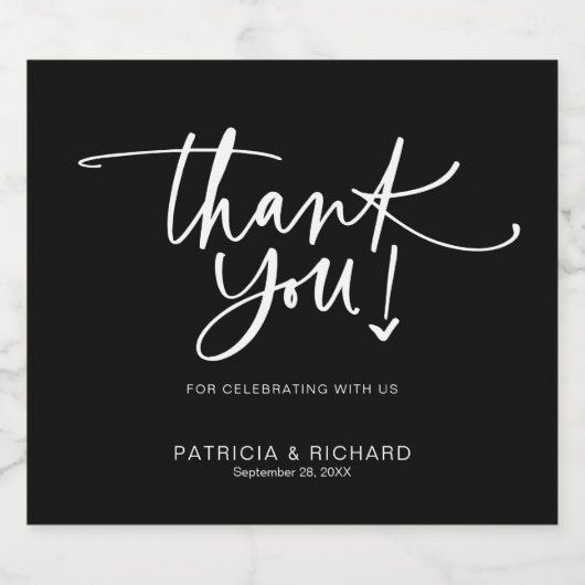 Moderne kalligrafie bruiloft sparkling wijnetiket (Enkel label)