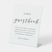 Moderne kalligrafie bruiloft telefoon gastenboek reclamebord met voetstuk (Voorkant)