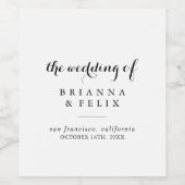 Moderne kalligrafie bruiloft wijn labels etiket (Enkel label)