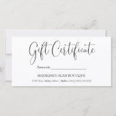 Moderne kalligrafie Business QR Gift Certificaat (Voorkant)