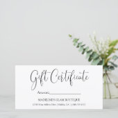 Moderne kalligrafie Business QR Gift Certificaat (Staand voorkant)