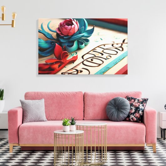 Moderne kalligrafie canvas afdruk (Insitu (Woonkamer))