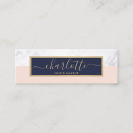 Moderne kalligrafie Chic Gold Pink & Midnight Blue Mini Visitekaartje