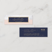 Moderne kalligrafie Chic Gold Pink & Midnight Blue Mini Visitekaartje (Voorkant / Achterkant)