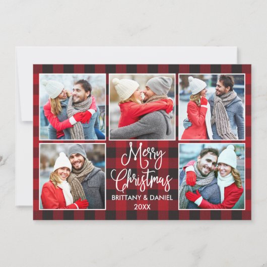 Moderne kalligrafie Coupel 5 met kerstcadeau Feestdagenkaart (Voorkant)