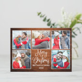 Moderne kalligrafie Couple 5 Kerstbeker Feestdagenkaart (Staand voorkant)