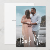 Moderne kalligrafie Custom Photo Baby shower Bedankkaart (Voorkant / Achterkant)