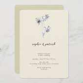 Moderne kalligrafie Daffodil Minimal Spring Weddin Kaart (Voorkant / Achterkant)