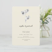 Moderne kalligrafie Daffodil Minimal Spring Weddin Kaart (Staand voorkant)