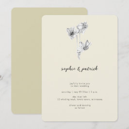 Moderne kalligrafie Daffodil Minimal Spring Weddin Kaart