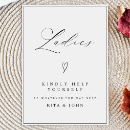 Moderne kalligrafie dames badkamer bruiloft teken poster