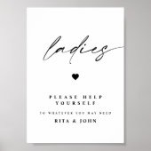 Moderne kalligrafie dames badkamer bruiloft teken poster (Voorkant)