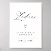 Moderne kalligrafie dames badkamer bruiloft teken poster (Voorkant)