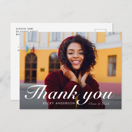 moderne kalligrafie dank je wel afstuderen briefkaart (Voorkant / Achterkant)