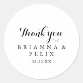 Moderne kalligrafie Dank u bruiloft gunst Ronde Sticker (Voorkant)