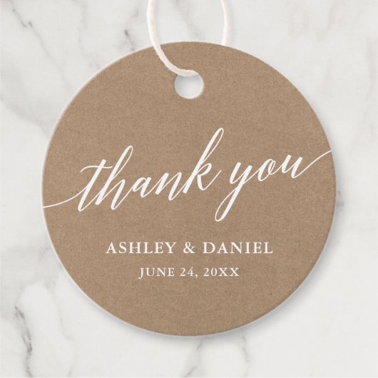 Moderne kalligrafie Dank u bruiloft Kraft Bedankjes Labels (Voorkant)