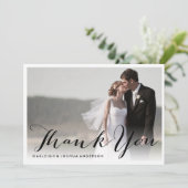 Moderne kalligrafie Dank u fotokaart Bedankkaart (Staand voorkant)