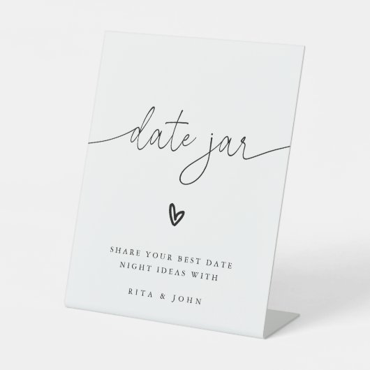 Moderne kalligrafie Datum Jar Ideeën Trouwbord Reclamebord Met Voetstuk (Voorkant)