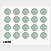 Moderne kalligrafie De bruiloft van Sage Green Ronde Sticker (Vel)