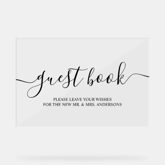 Moderne kalligrafie Design Gastenboek teken Acryl Bord (Voorkant)