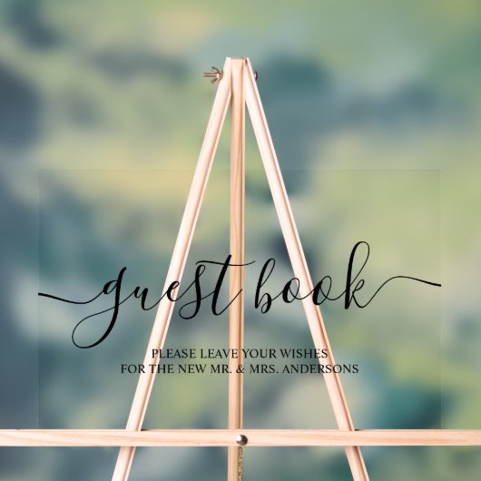 Moderne kalligrafie Design Gastenboek teken Acryl Bord (Neutraal)