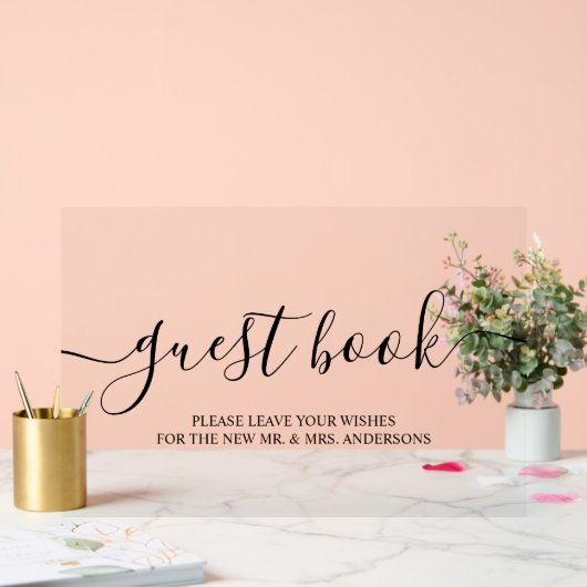 Moderne kalligrafie Design Gastenboek teken Acryl Bord (Huwelijk)