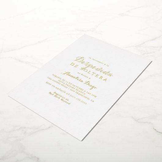 Moderne kalligrafie Despedida de Soltera Gold Folie Uitnodiging (Gedraaid)