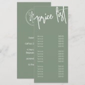 Moderne kalligrafie Diensten voor lijst van zakeli Menu (Voorkant / Achterkant)