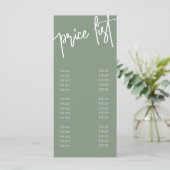Moderne kalligrafie Diensten voor lijst van zakeli Menu (Staand voorkant)