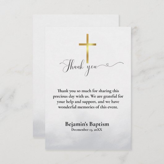 Moderne kalligrafie doop dank u kaart (Voorkant / Achterkant)