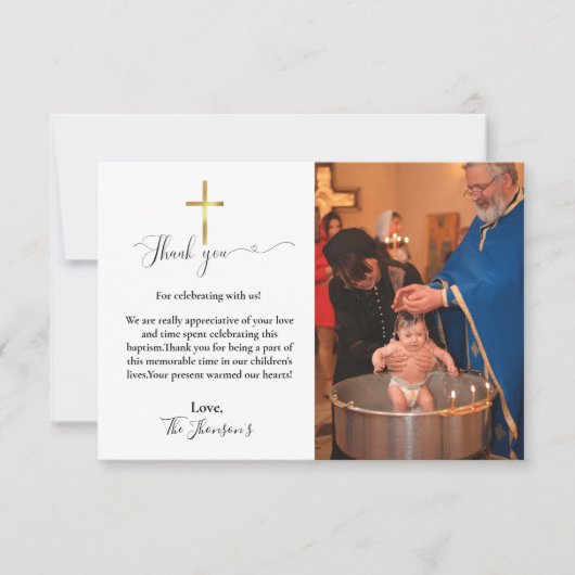 Moderne kalligrafie doop dank u kaart (Voorkant)