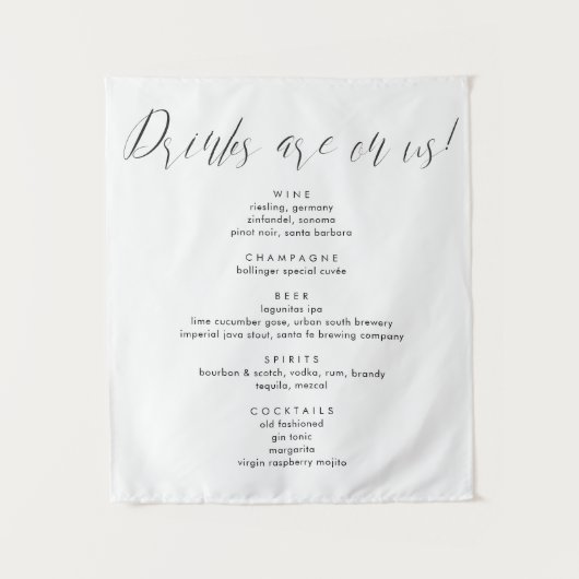 Moderne kalligrafie Dranken zijn op ons Trouwbar M Wandkleed (Voorkant)