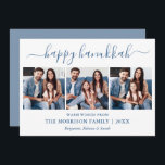 Moderne kalligrafie Dusty Blue Hanukkah 3 Foto Feestdagenkaart<br><div class="desc">Modern Trendy Calligraphy Script 3 Foto Familie Collage Happy Hanukkah Kaart - Dusty Blue</div>