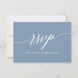 Moderne kalligrafie Dusty Blue RSVP Kaartje
