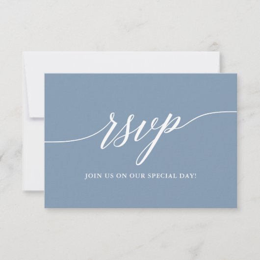 Moderne kalligrafie Dusty Blue RSVP Kaartje (Voorkant)