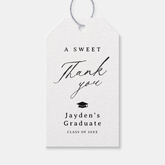 Moderne kalligrafie Een lieve dank u Afstuderen Cadeaulabel (Voorkant)