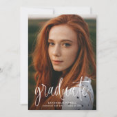 Moderne kalligrafie Eenvoudig 4 foto Afstuderen Aankondiging (Voorkant)