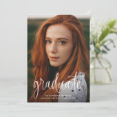 Moderne kalligrafie Eenvoudig 4 foto Afstuderen Aankondiging (Staand voorkant)