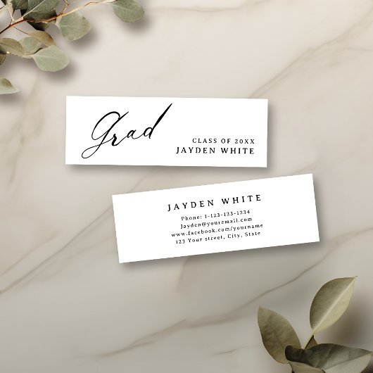 Moderne kalligrafie Eenvoudig Afstuderen Naam Kaar Contactkaartje