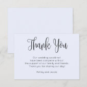 Moderne kalligrafie. Eenvoudig blauwe huwelijkskaa Bedankkaart (Voorkant / Achterkant)