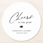 Moderne kalligrafie Eenvoudig juichen Afstuderen Ronde Kartonnen Onderzetter (Voorkant)