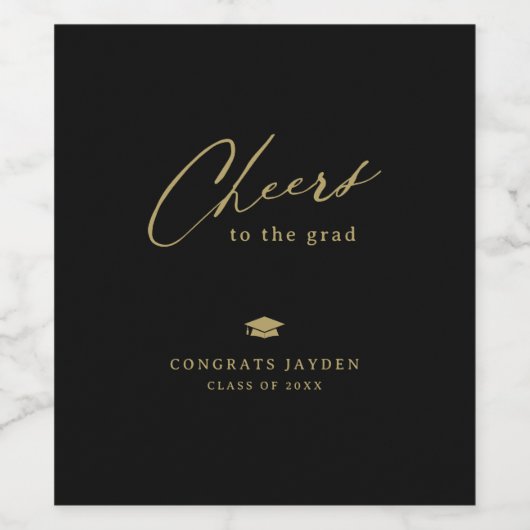 Moderne kalligrafie Eenvoudig juichen Afstuderen Wijn Etiket (Enkel label)